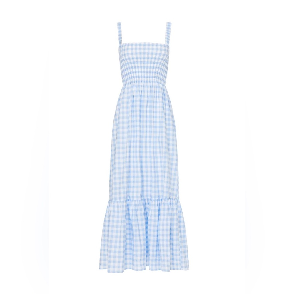 Hill House Light Blue and White Gingham Maxi Dress